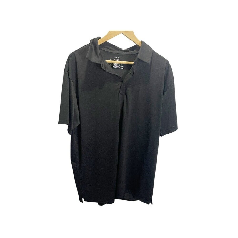 Mens Polo Shirt Performance Dri Fit Moisture Wicking 2XL Black Golf Short sleeve